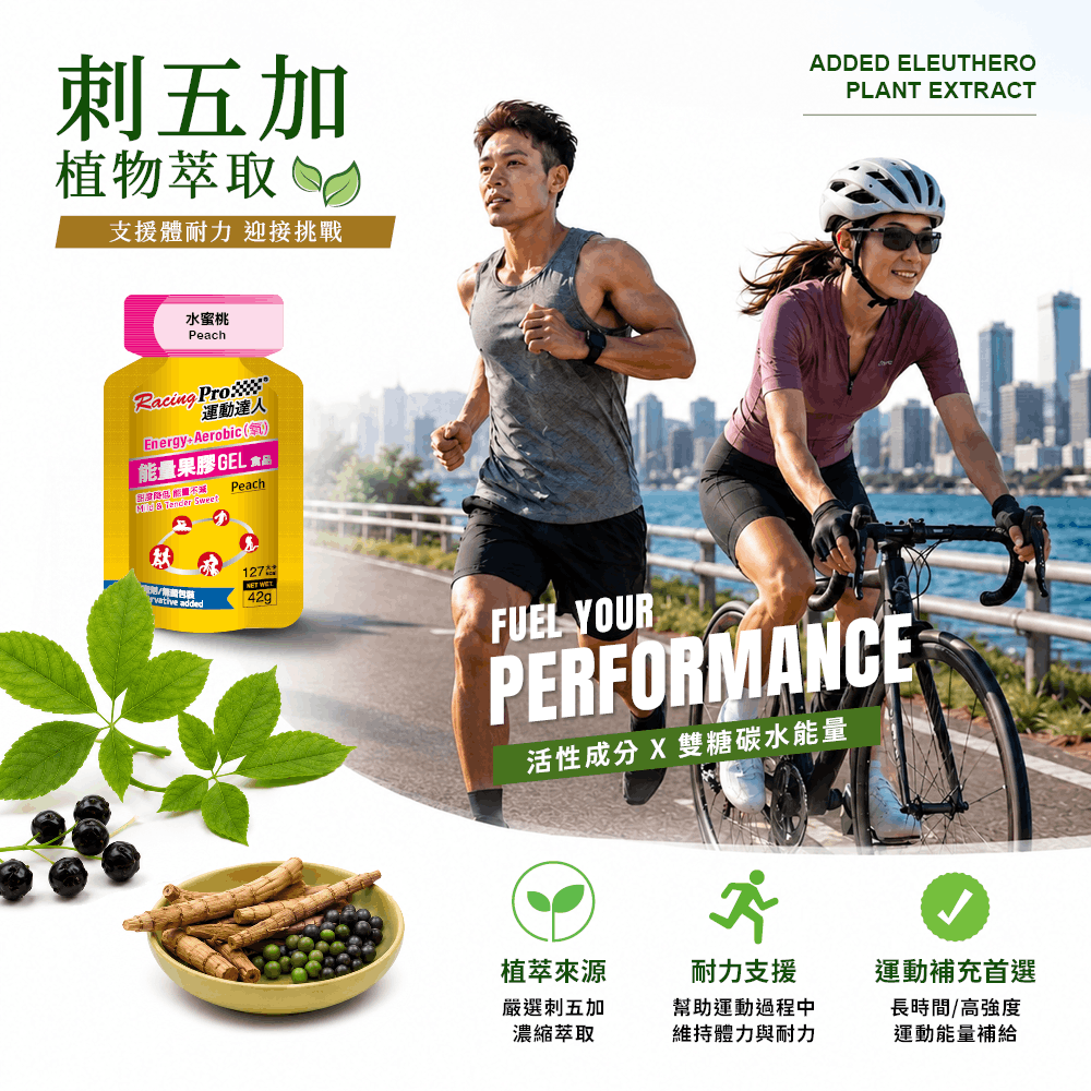 運動達人RacingPro Energy+氧 能量果膠 42g 柳橙口味(含咖啡因):圖片 3